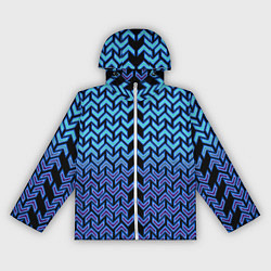 Ветровка с капюшоном женская Синие стрелки на чёрном фоне киберпанк, цвет: 3D-белый
