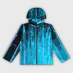 Ветровка с капюшоном женская Белые линии на синем фоне, цвет: 3D-черный