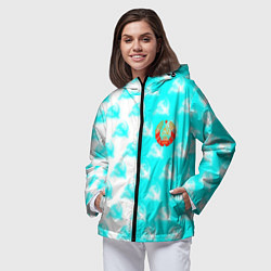 Ветровка с капюшоном женская СССР текстура паттерн, цвет: 3D-черный — фото 2