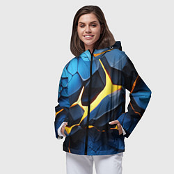 Ветровка с капюшоном женская Желтая лава на синих плитах, цвет: 3D-черный — фото 2