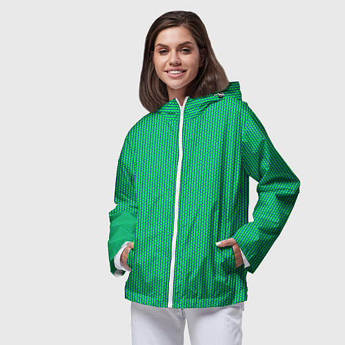Женская ветровка Паттерн салатовый шестигранник / 3D-Белый – фото 3
