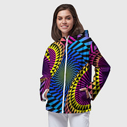 Ветровка с капюшоном женская Абстрактный узор, цвет: 3D-белый — фото 2