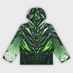 Ветровка с капюшоном женская Зелёные кристаллы и камень, цвет: 3D-черный