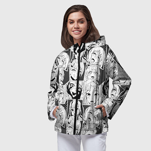 Женская ветровка Ahegao узор / 3D-Черный – фото 3