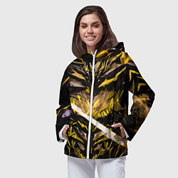 Ветровка с капюшоном женская Жёлтый камень на чёрном фоне, цвет: 3D-белый — фото 2
