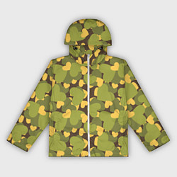 Ветровка с капюшоном женская Сердечки - камуфляж, цвет: 3D-белый