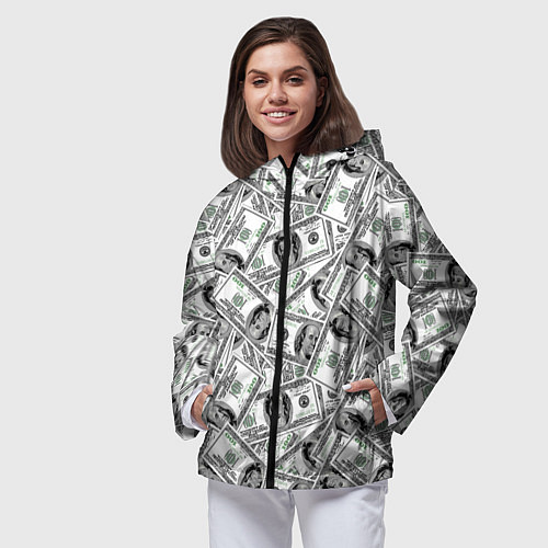 Женская ветровка Доллары - денежные знаки / 3D-Черный – фото 3