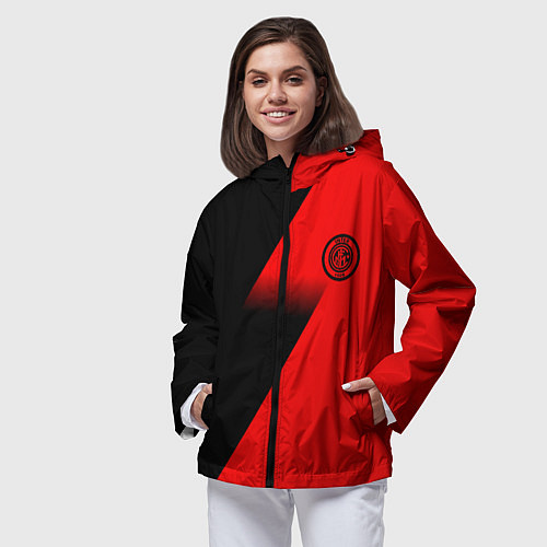 Женская ветровка Inter geometry red sport / 3D-Черный – фото 3