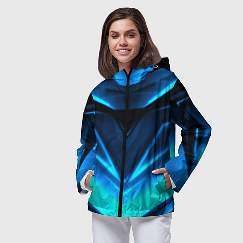 Женская ветровка Geometry stripes неон / 3D-Черный – фото 3