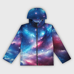Ветровка с капюшоном женская Розово-голубой космический пейзаж, цвет: 3D-черный