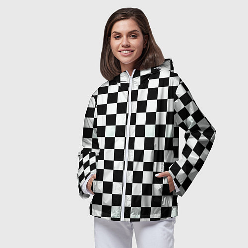 Женская ветровка Шахматный паттерн доска / 3D-Белый – фото 3