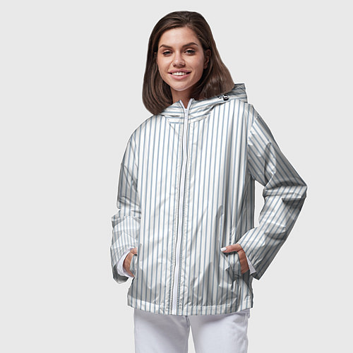Женская ветровка Белый в голубую тонкую полоску / 3D-Белый – фото 3