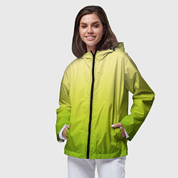 Ветровка с капюшоном женская Градиент лимонный жёлто-салатовый, цвет: 3D-черный — фото 2
