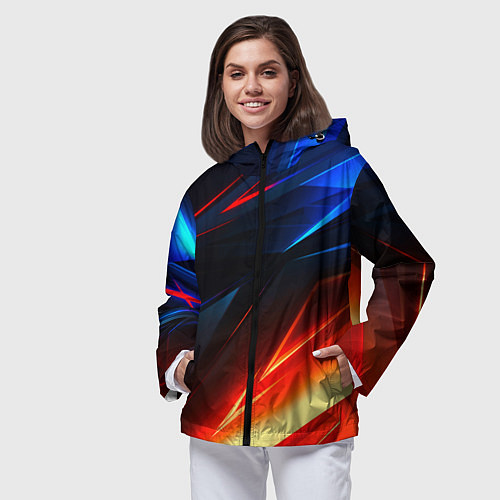 Женская ветровка Geometry stripes neon steel / 3D-Черный – фото 3