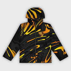 Ветровка с капюшоном женская Porsche - Желтые разводы, цвет: 3D-черный