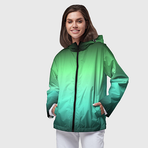 Женская ветровка Градиент изумрудно-чёрный / 3D-Черный – фото 3