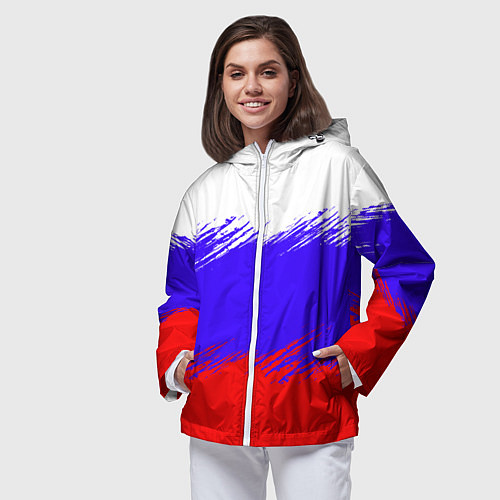 Женская ветровка Триколор штрихи / 3D-Белый – фото 3