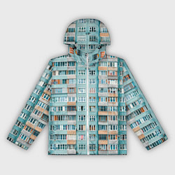 Ветровка с капюшоном женская Хрущёвка в голубых тонах, цвет: 3D-белый