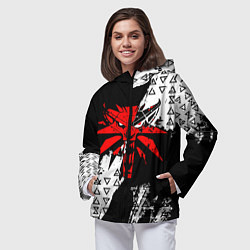 Ветровка с капюшоном женская Голова волка - Ведьмак 3, цвет: 3D-черный — фото 2