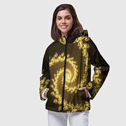 Ветровка с капюшоном женская Желтая спираль фракталов, цвет: 3D-черный — фото 2