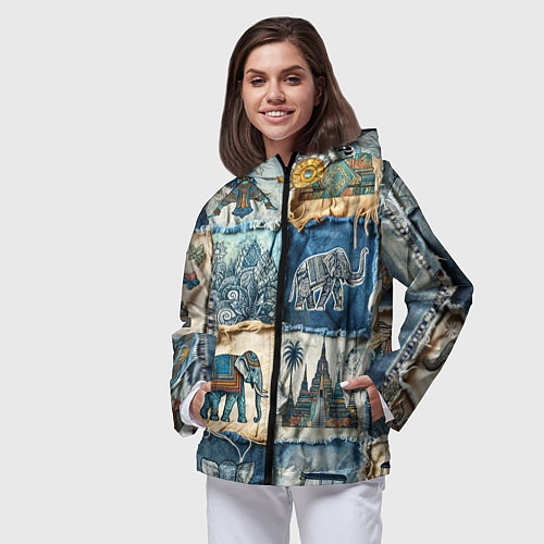 Женская ветровка Пэчворк из Тайланда / 3D-Черный – фото 3