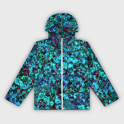 Ветровка с капюшоном женская Абстракция яркий бирюзовый, цвет: 3D-белый