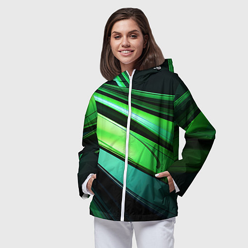 Женская ветровка Абстрактные геометрические плавные линии минимализ / 3D-Белый – фото 3