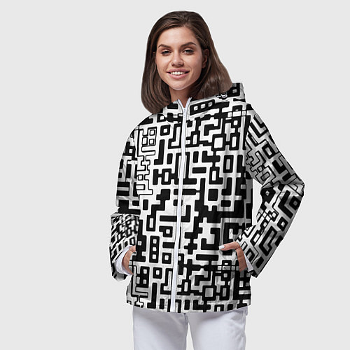Женская ветровка Чёрно-белая глитч инфекция / 3D-Белый – фото 3