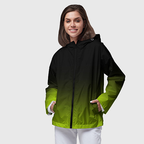 Женская ветровка Чёрно-салатовый градиент / 3D-Черный – фото 3