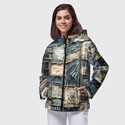 Ветровка с капюшоном женская State California - пэчворк, цвет: 3D-черный — фото 2