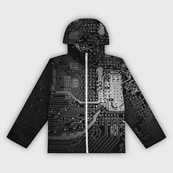 Ветровка с капюшоном женская Микросхема плата, цвет: 3D-белый