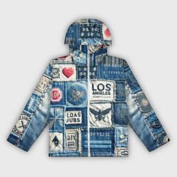 Ветровка с капюшоном женская Лос Анджелес на джинсах-пэчворк, цвет: 3D-белый
