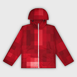 Ветровка с капюшоном женская Red cubes abstraction, цвет: 3D-белый