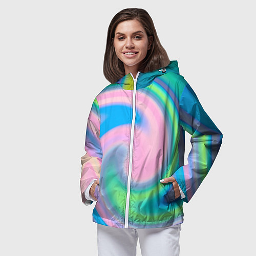 Женская ветровка Абстрактный разноцветный круговорот / 3D-Белый – фото 3