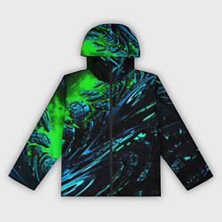 Ветровка с капюшоном женская Яркая зеленая краска на темной абстракции, цвет: 3D-черный