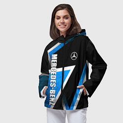 Ветровка с капюшоном женская Mercedes - blue metal, цвет: 3D-черный — фото 2