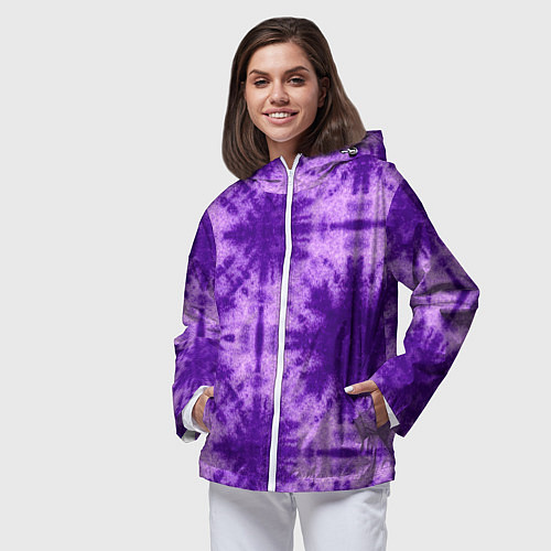 Женская ветровка Тай дай фиолетовый / 3D-Белый – фото 3