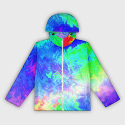 Ветровка с капюшоном женская Сине-зелёная кислота тай-дай, цвет: 3D-белый