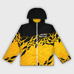 Ветровка с капюшоном женская KTM - оранжевые разломы, цвет: 3D-белый