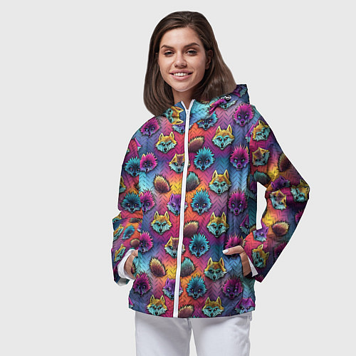 Женская ветровка Furry color anime faces / 3D-Белый – фото 3