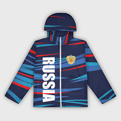 Ветровка с капюшоном женская Россия - blue stripes, цвет: 3D-белый
