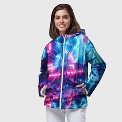 Ветровка с капюшоном женская Разбитая неоновая вывеска - мегаполис, цвет: 3D-белый — фото 2