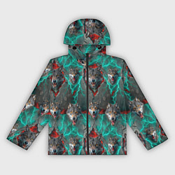 Ветровка с капюшоном женская Паттерн из волков эпично, цвет: 3D-черный