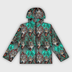 Ветровка с капюшоном женская Эпичный паттерн из волков, цвет: 3D-черный