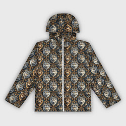 Ветровка с капюшоном женская Волки паттерн, цвет: 3D-белый