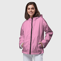 Ветровка с капюшоном женская Розовый паттерн сеточка, цвет: 3D-черный — фото 2