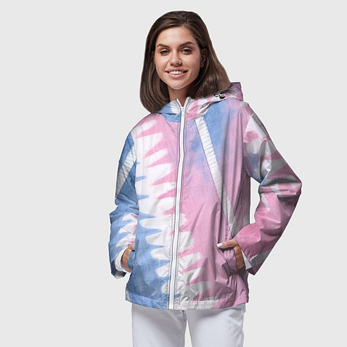 Женская ветровка Полоски в стиле тай дай / 3D-Белый – фото 3
