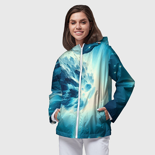 Женская ветровка Неоновая комета - нейросеть / 3D-Белый – фото 3