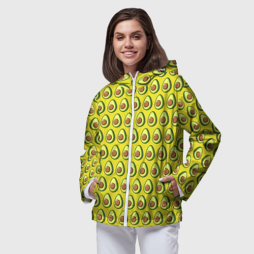 Женская ветровка Паттерн с авокадо в разрезе / 3D-Белый – фото 3