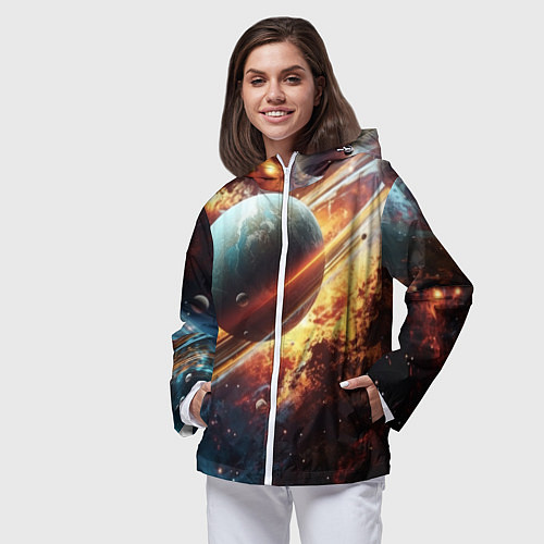 Женская ветровка Большая планета / 3D-Белый – фото 3